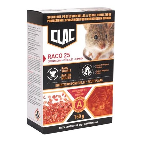 Clac Raco 25 céréales 6x25gr - Armosa à 7,45 € - ARMOSA - RD-DIF-69005 - Nuisibles