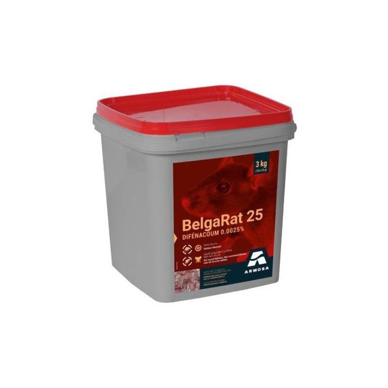 BelgaRat 25 - Appât pour rats et souris a base de granulés de blé 3kg - Armosa BelgaRat 25 - Appât pour rats et souris a base de granulés de blé 3kg - Armosa