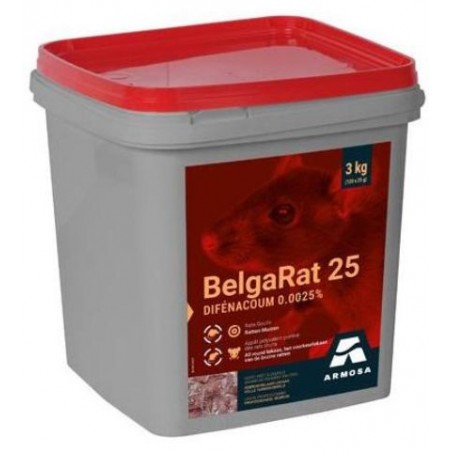 BelgaRat 25 - Appât pour rats et souris a base de granulés de blé 3kg - Armosa à 33,95 € - ARMOSA - RD-DIF-61006 - Nuisibles