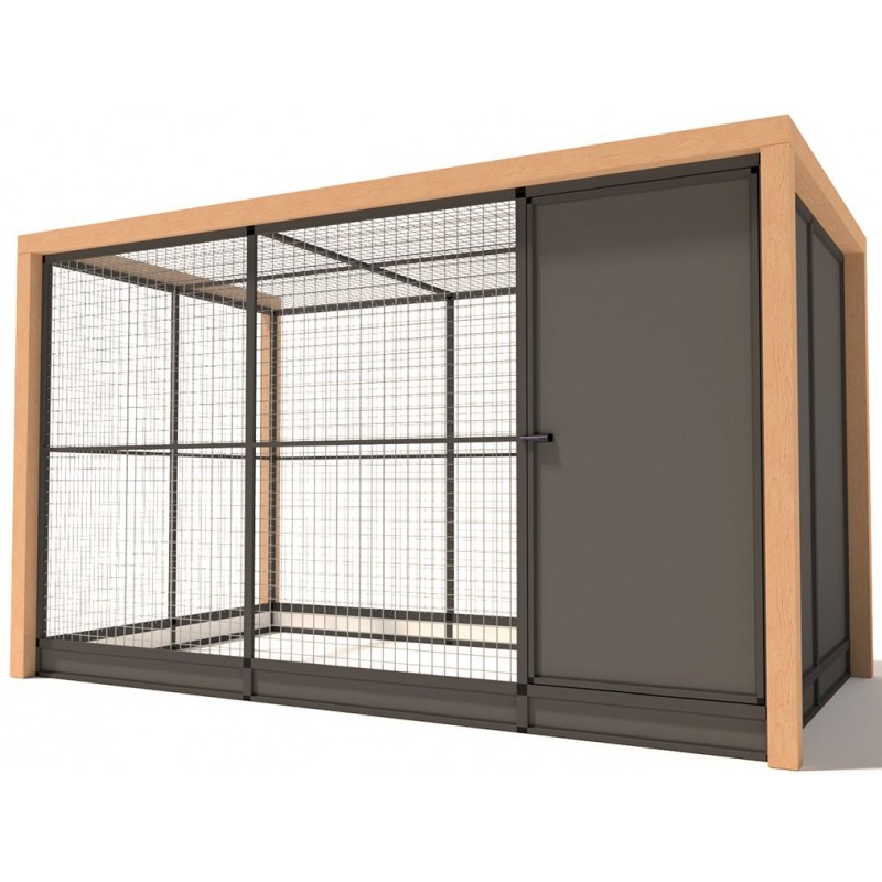 Volière Glorenza Alu Bois + sas - Map 8 - 345x190x202cm - Voldux Volière Glorenza Alu Bois + sas - Map 8 - 345x190x202cm - Voldux