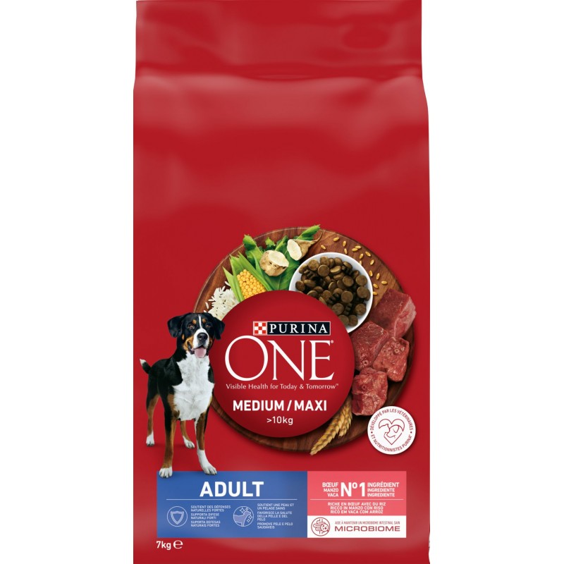 Medium/Maxi 10kg Adult - Riche en boeuf avec du riz 7kg - One