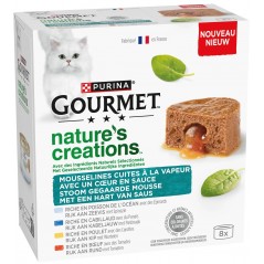 Nature's Créations - Mousselines cuites à la vapeur avec un coeur en sauce 8x85gr - Gourmet à 9,59 € - Purina - 12571375 - Go...