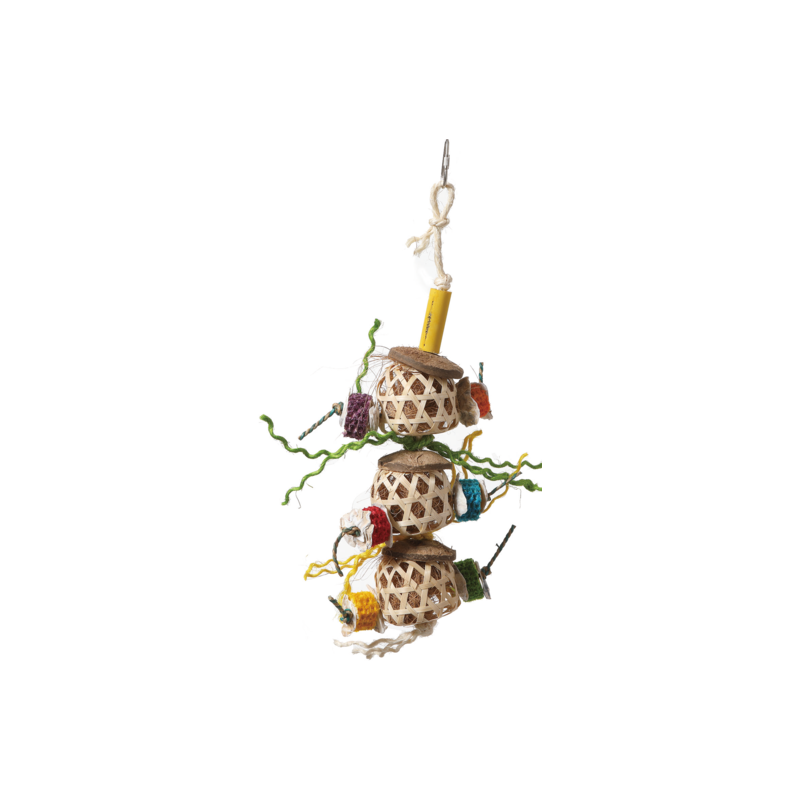 Jouets pour oiseaux 3 paniers bambou
