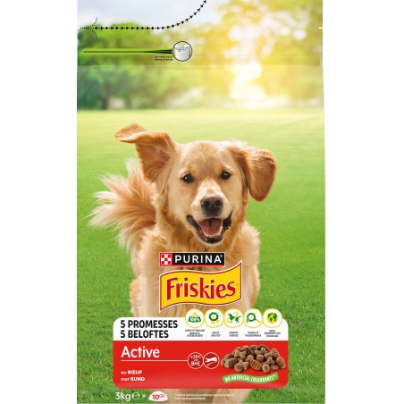 Chien Adult Active au Boeuf 3kg - Friskies à 9,45 € - Purina - 12570930 - Friskies