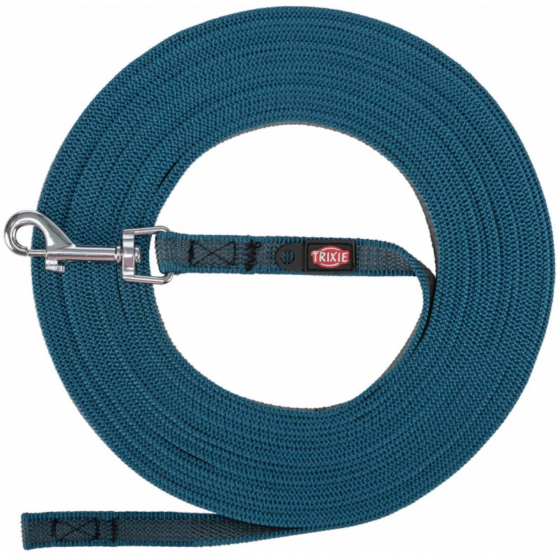 Laisse de suivi, caoutchoutée S-M 5m/15mm Pétrole - Trixie