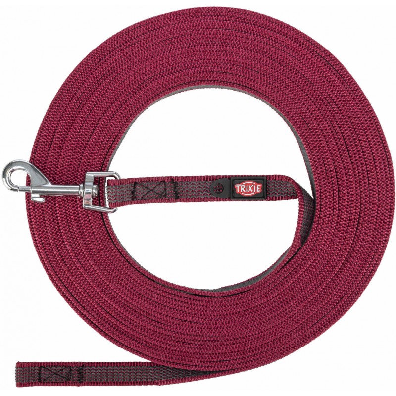 Laisse de suivi, caoutchoutée S-M 5m/15mm Sangria - Trixie