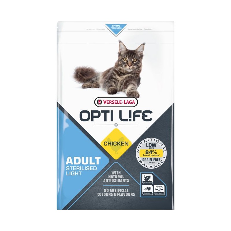 Cat Adult Sterilised/Light Chicken 7,5kg - Opti Life