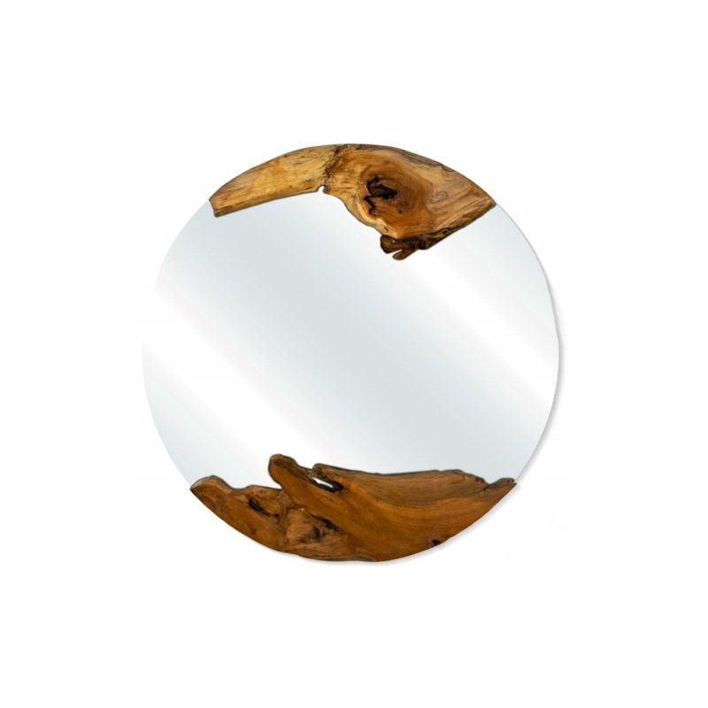 Miroir Rond En Bois Teck 80 x 4cm - Giganterra
