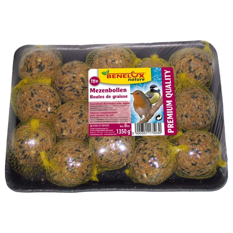 Boules de Graisse Premium Pour Oiseaux Du Ciel 15 Pièces - Benelux Boules de Graisse Premium Pour Oiseaux Du Ciel 15 Pièces - Benelux