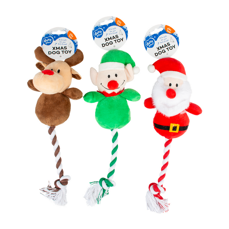 Xmas Peluche à Câliner avec Corde Couleurs Mélangées Père-Noël, Lutin ou Renne - Duvo+ Xmas Peluche à Câliner avec Corde Couleurs Mélangées Père-Noël, Lutin ou Renne - Duvo+