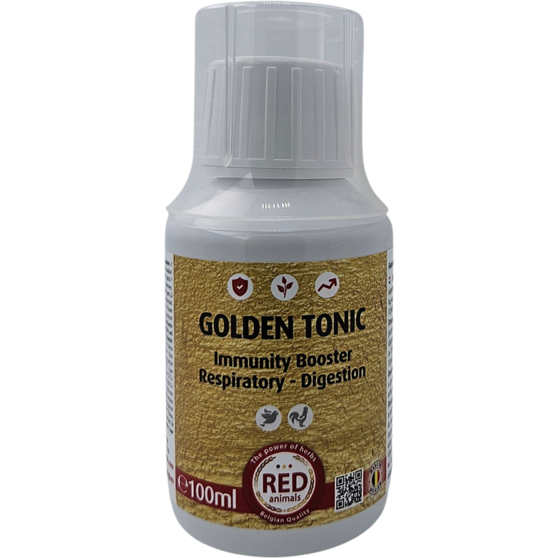 Golden Tonic, système immunitaire, digestion, voies respiratoires 100ml - Red Animals Golden Tonic, système immunitaire, digestion, voies respiratoires 100ml - Red Animals