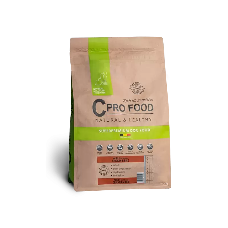 Adult All Breeds au poulet et riz - Croquettes pour les chiens adultes 10kg - C PRO FOOD Adult All Breeds au poulet et riz - Croquettes pour les chiens adultes 10kg - C PRO FOOD