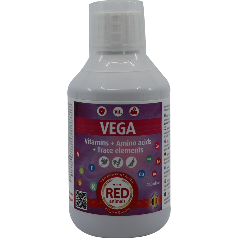 Vega (tout inclus: vitamines, acides aminés, électrolytes) 100ml - Red Animals Vega (tout inclus: vitamines, acides aminés, électrolytes) 100ml - Red Animals