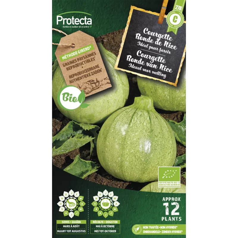 Courgette de Nice à fruit rond FR-BIO-15 - Cat. C - Protecta Courgette de Nice à fruit rond FR-BIO-15 - Cat. C - Protecta