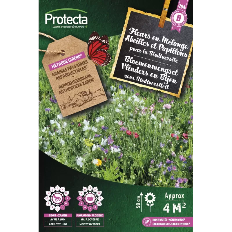 Fleurs en Mélange Abeilles et Papillons 4m² - Cat. D - Protecta Fleurs en Mélange Abeilles et Papillons 4m² - Cat. D - Protecta
