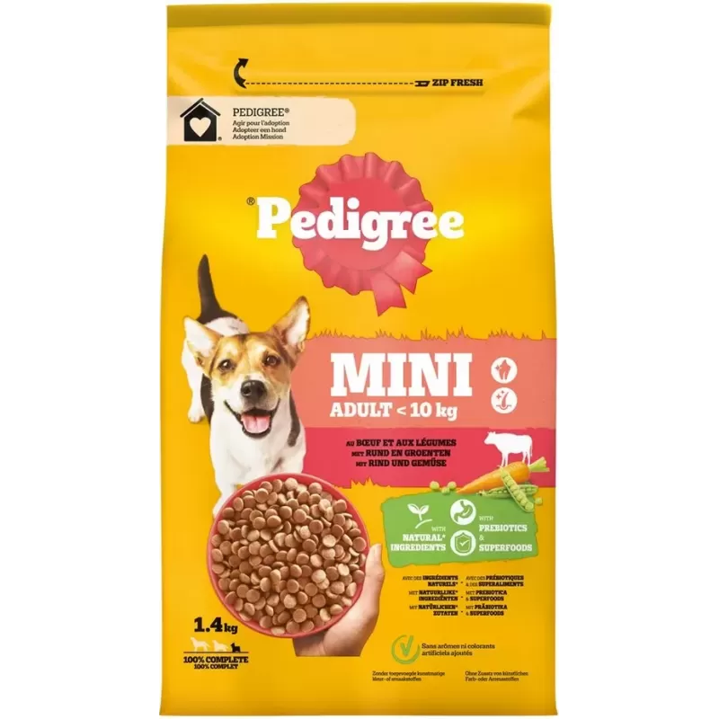 Croquettes Adult Mini Boeuf et Légumes 1,4kg - Pedigree