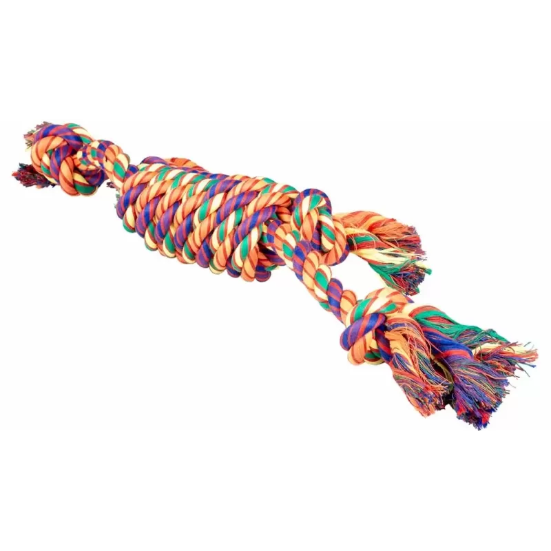 Corde en coton doublement tressée avec 4 nœuds multicolore - Duvo+ Corde en coton doublement tressée avec 4 nœuds multicolore - Duvo+