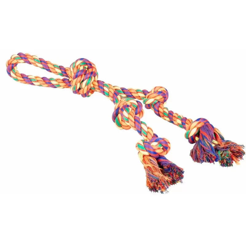 Corde en coton boucle et 5 nœuds multicolore - Duvo+ Corde en coton boucle et 5 nœuds multicolore - Duvo+