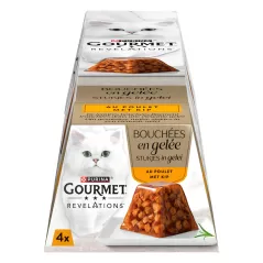 Bouchées en Gelée au Poulet Avec Morceaux 4x57gr - Gourmet - 3,99 € - Purina - 8445291446991 - Ornibird SRL