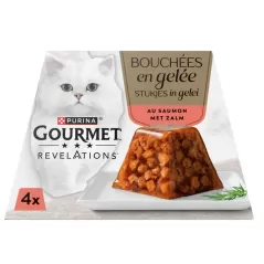 Bouchées en Gelée pour Chat au Saumon Avec Morceaux 4x57gr - Gourmet - 3,99 € - Purina - 8445291447981 - Ornibird SRL
