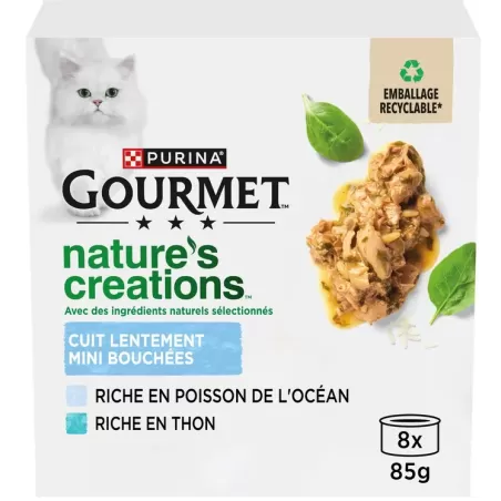 Nature's Créations - Au poisson 8x85gr - Gourmet à 9,99 € - Purina - 12425903 - Gourmet