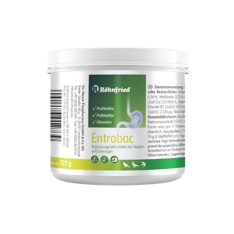 Entrobac (flore intestinale, pre- et probiotiques) 125gr - Röhnfried - Dr Hesse Tierpharma GmbH & Co. KG Entrobac (flore intestinale, pre- et probiotiques) 125gr - Röhnfried - Dr Hesse Tierpharma GmbH & Co. KG