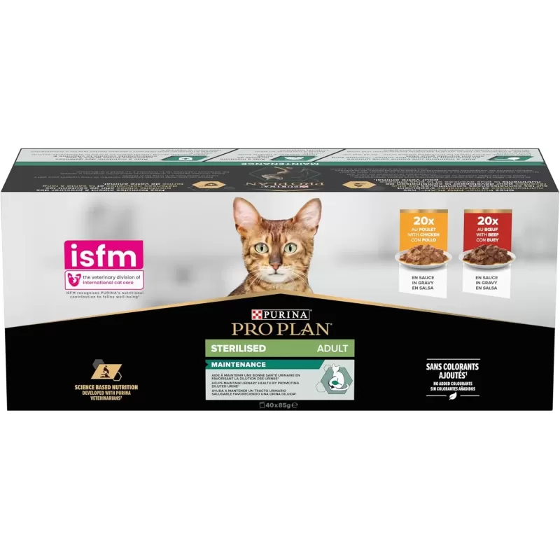 Sterilised Adult Maintenance - Bœuf/Poulet 40x85gr - Pro Plan Sterilised Adult Maintenance - Bœuf/Poulet 40x85gr - Pro Plan