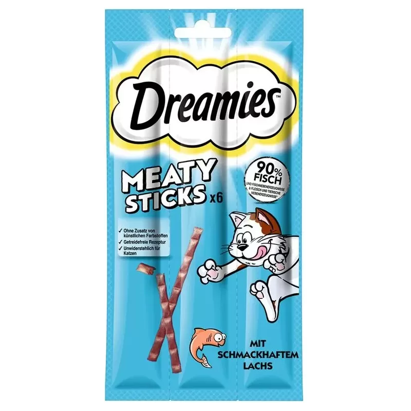 Meaty Sticks pour Chat Au Saumon 6x5gr - Catisfactions Meaty Sticks pour Chat Au Saumon 6x5gr - Catisfactions