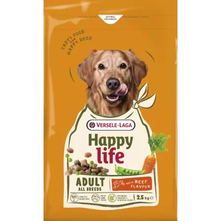 Happy Life - Adult Beef 2,5kg aliment varié au goût boeuf à 10,15 € - Versele-Laga - 431043 - Happy Life