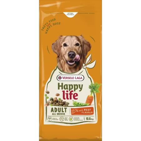 Happy Life - Adult Beef 12,5kg aliment varié au goût boeuf à 40,55 € - Versele-Laga - 431094 - Happy Life