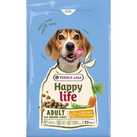 Happy Life - Adult Light Chicken 2,5kg aliment varié au poulet pour chien en surpoids à 10,65 € - Versele-Laga - 431092 - Hap...