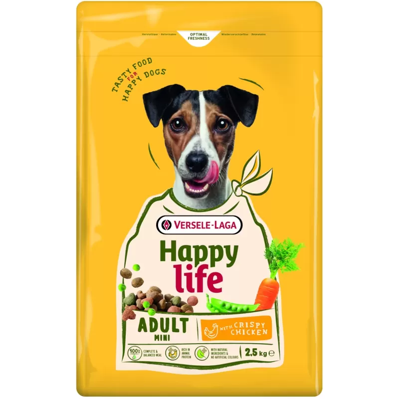 Happy Life - Adult Mini Chicken 2,5kg aliment varié au poulet pour petits chiens