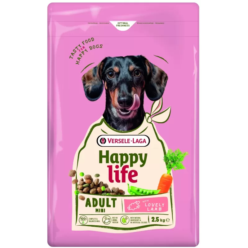Happy Life - Adult Mini Lamb 2,5kg aliment varié à l'agneau pour petits chiens