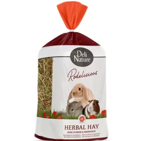 Foin d'Herbes Fleur de Rose & Calendula Rodelicious 600gr - Deli Nature à 4,65 € - Deli Nature - 21362 - Foin