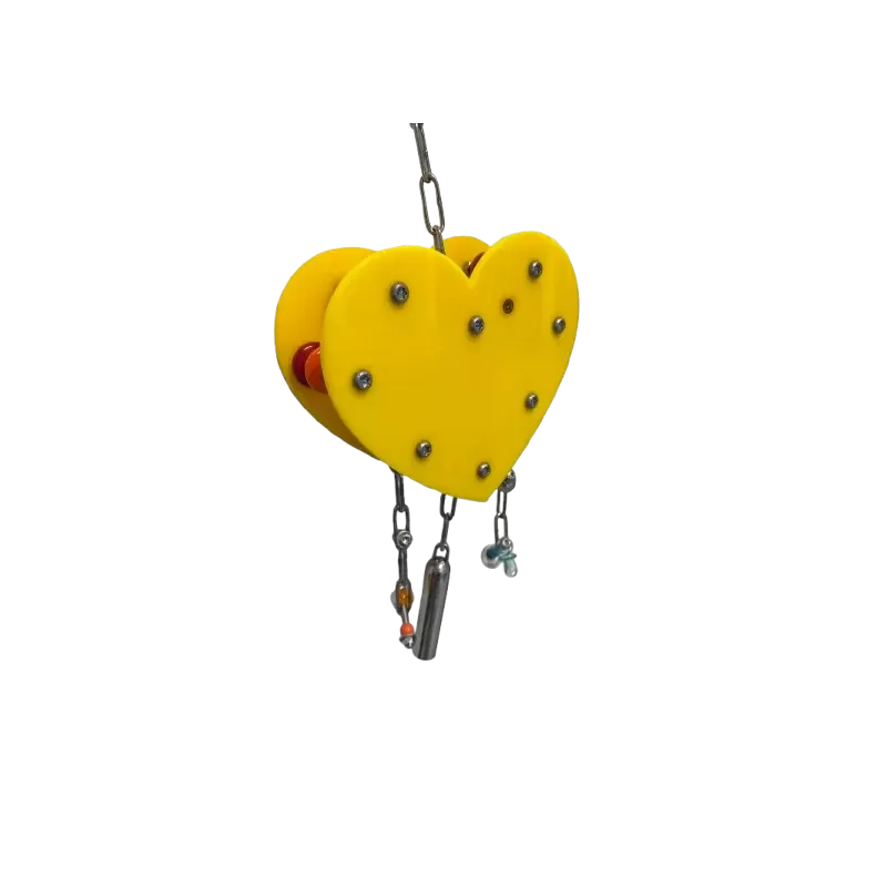 Jouet Perroquet Coeur En Acrylique Jaune L - Parrots & Toys