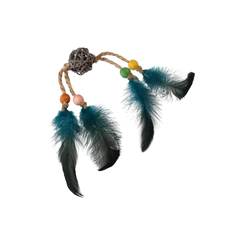 Jouet Pour Chat Hochet en Bois avec Plumes et Grelot - Gigwi