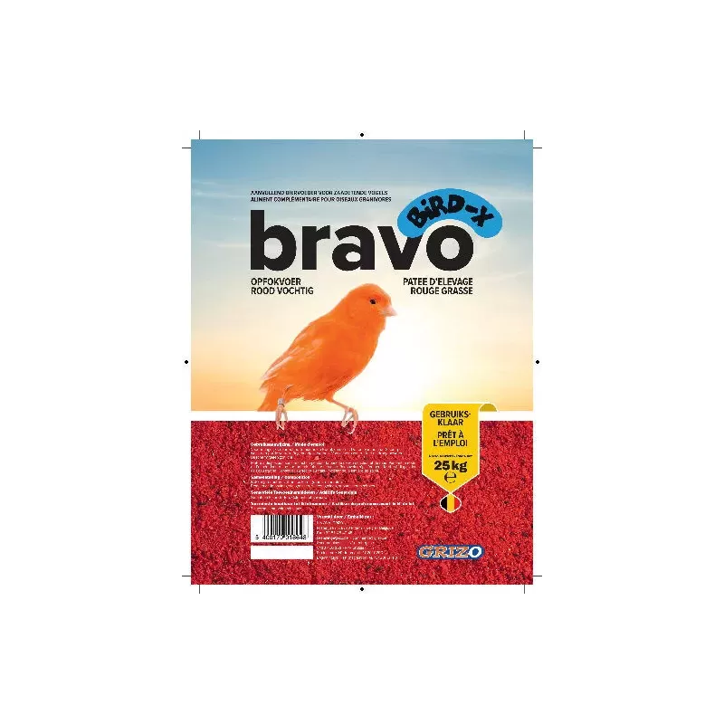 Bird-X Pâtée d’Élevage Bravo Rouge Super Grasse 25kg - Grizo