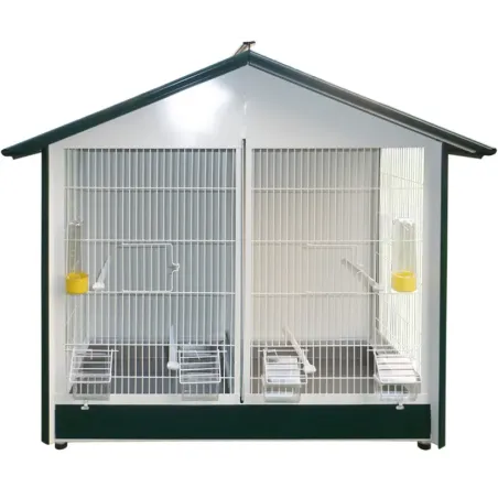 Volière NR 42 Blanc Avec Toit Vert 86x46x78cm - Vadigran à 249,95 € - Vadigran - 1341 - Volières