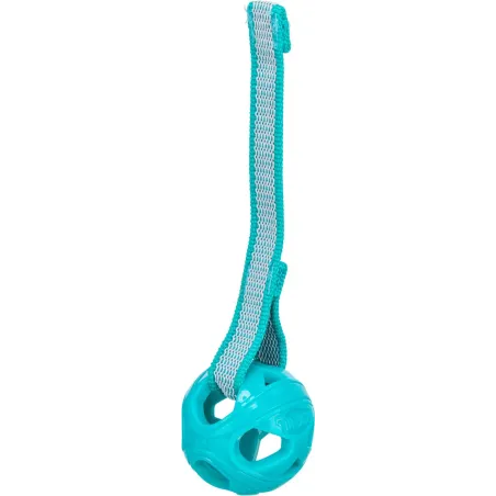 Balle perforée, ronde sur corde, en TPE 6x23cm - Trixie à 6,95 € - Trixie - 33545 - Jouets latex, vinyl & caoutchouc