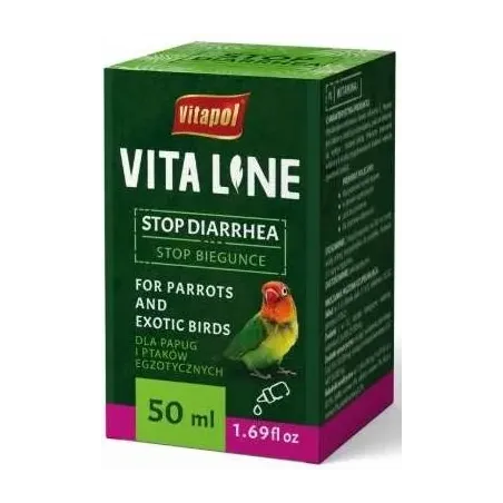 Stop Diarrhée pour Perroquets et Oiseaux Exotiques 50ml - Vitapol à 9,95 € - Vitapol - ZVP-4263 - Soins