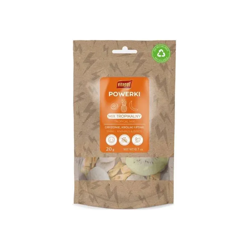 Powerki Mélange tropical pour petits animaux et oiseaux 20gr - Vitapol Powerki Mélange tropical pour petits animaux et oiseaux 20gr - Vitapol