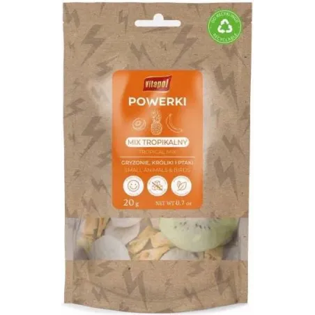 Powerki Mélange tropical pour petits animaux et oiseaux 20gr - Vitapol à 4,45 € - Vitapol - ZVP-4503 - Snacks