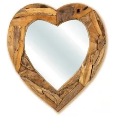 Miroir Coeur Cadre en Bois Teck 100cm - Giganterra à 179,95 € - Giganterra - G02-03267 - Décoration naturelle