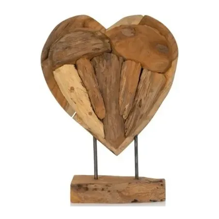 Bois Teck Décoration Coeur Sur Pied 30x39cm - Giganterra à 24,95 € - Giganterra - G02-03079 - Décoration naturelle