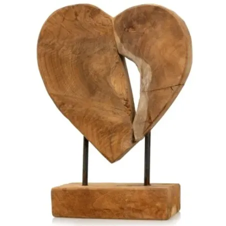 Bois Teck Décoration Coeur Sur Pied 27cm - Giganterra à 19,95 € - Giganterra - G02-03258 - Décoration naturelle