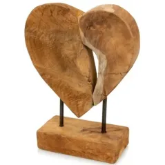 Bois Teck Décoration Coeur Sur Pied 27cm - Giganterra - 19,95 € - Giganterra - 3664471032587 - Ornibird SRL