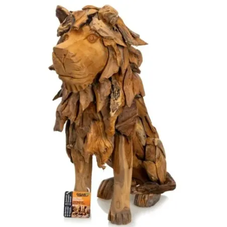 Décoration en Racine de Teck Lion Assis 45cm - Giganterra à 79,95 € - Giganterra - G02-03279 - Décoration naturelle