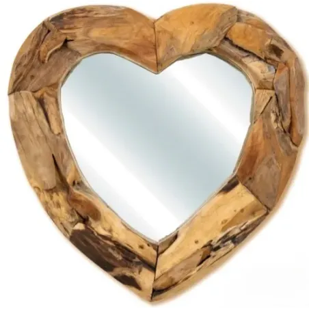 Miroir Coeur Cadre en Bois Teck 60cm - Giganterra à 84,95 € - Giganterra - G02-03265 - Décoration naturelle
