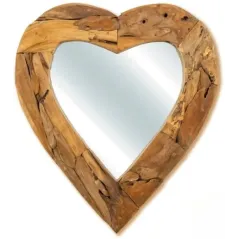 Miroir Coeur Cadre en Bois Teck 80cm - Giganterra à 139,95 € - Giganterra - G02-03266 - Décoration naturelle
