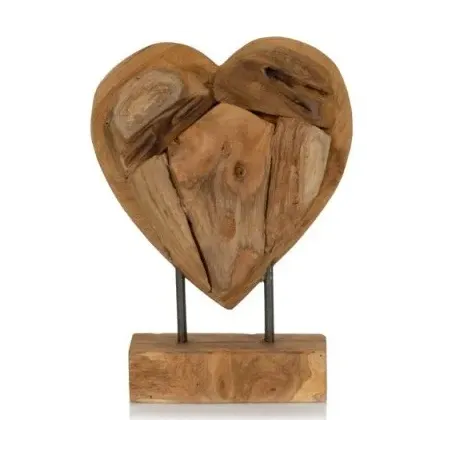Bois Teck Décoration Coeur Sur Pied 27x20cm - Giganterra à 15,95 € - Giganterra - G02-03078 - Décoration naturelle